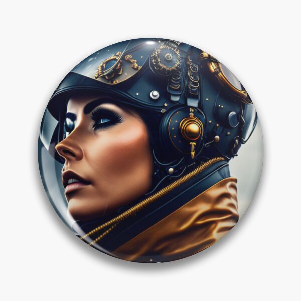 Item preview, Futuristic Female Jet Pilot in a Steampunk Flying Helmet designed and sold by KALEIDOSCOPE UK.