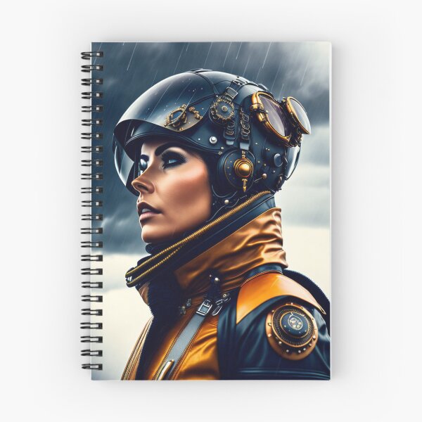 Item preview, Futuristic Female Jet Pilot in a Steampunk Flying Helmet designed and sold by KALEIDOSCOPE UK.