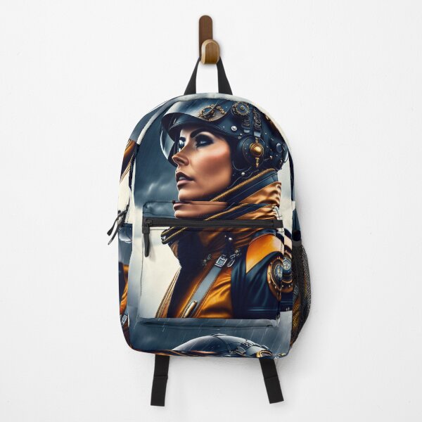 Item preview, Futuristic Female Jet Pilot in a Steampunk Flying Helmet designed and sold by KALEIDOSCOPE UK.