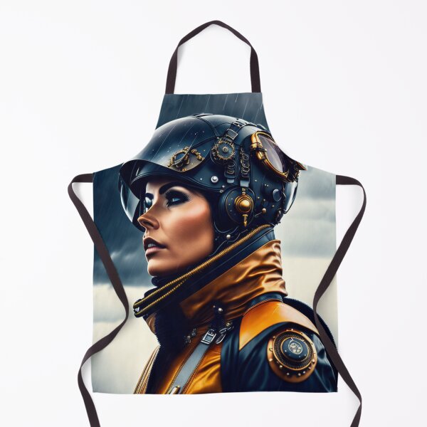 Item preview, Futuristic Female Jet Pilot in a Steampunk Flying Helmet designed and sold by KALEIDOSCOPE UK.