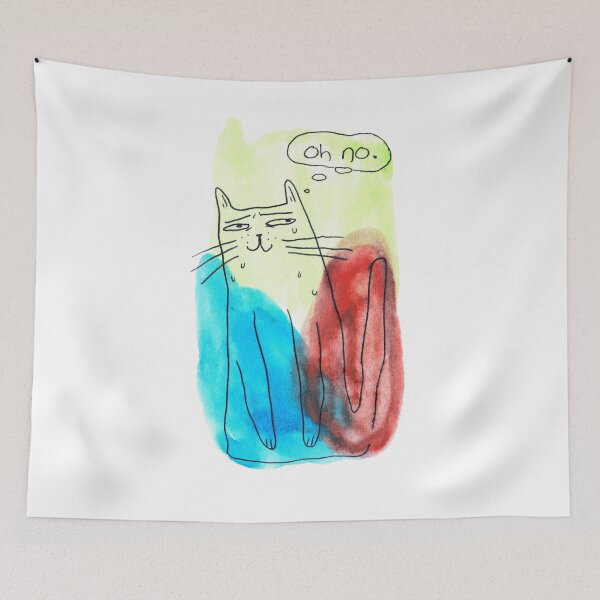 Item preview, Oh No Nervous Watercolor cat designed and sold by SaradaBoru.
