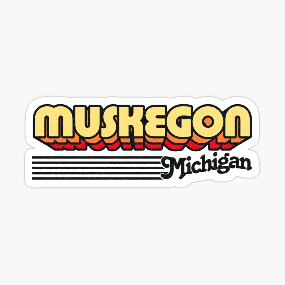 Muskegon, Michigan | Retro Stripes Sticker