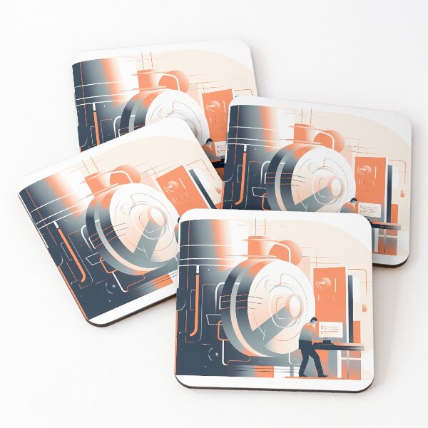 Item preview, Illustration of a man working on a computer at a factory. Thermal power plant bauhaus style designed and sold by Tantanzah.