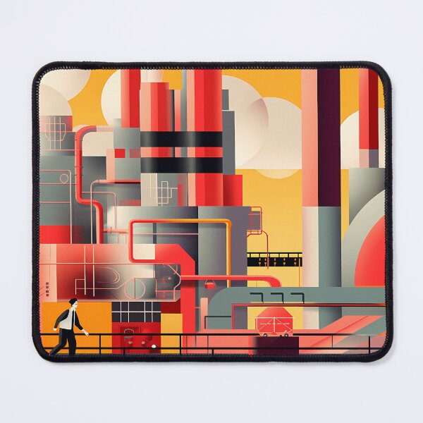 Item preview, Industrial landscape with factory and workers. Thermal power plant bauhaus style designed and sold by Tantanzah.
