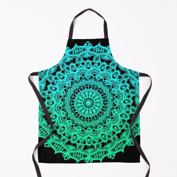 Item preview, Ocean ombre mandala on black background designed and sold by AmyJStickers.