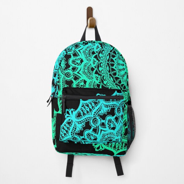Item preview, Ocean ombre mandala on black background designed and sold by AmyJStickers.