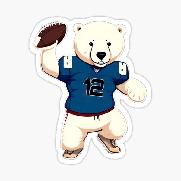 American Football All-Star: Polar Bear Shines in Number 12 Shirt Sticker