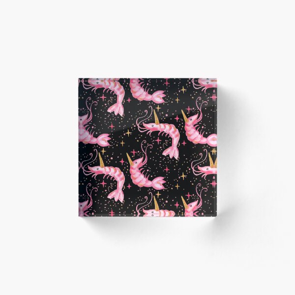Uni-Prawn In Space - Black Acrylic Block