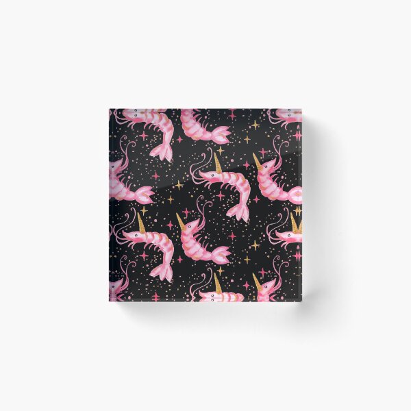 Uni-Prawn In Space | Black Acrylic Block
