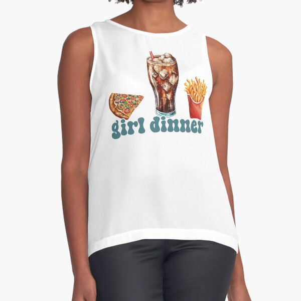 Vista previa del artículo con la obra «Cena de chicas: pizza, cola, patatas fritas, comida rápida», diseñado y vendido por EmeraldeaArt.