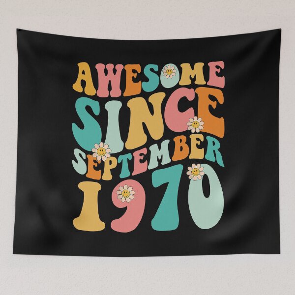 Item preview, Awesome Since September 1970 | Made In 1970 | Retro Groovy Birthday designed and sold by Christina-grich.
