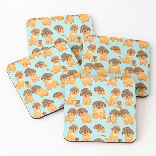 Item preview, Intricate Kawaii Rottweiler Puppy Pattern Blue Pattern designed and sold by Theo-B.