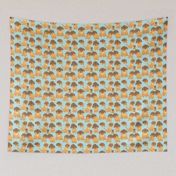 Item preview, Intricate Kawaii Rottweiler Puppy Pattern Blue Pattern designed and sold by Theo-B.