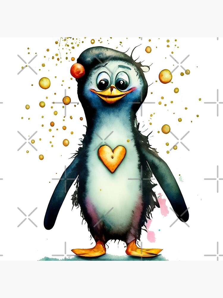 Penguin Sweater Watercolor Illustration Stock Illustration