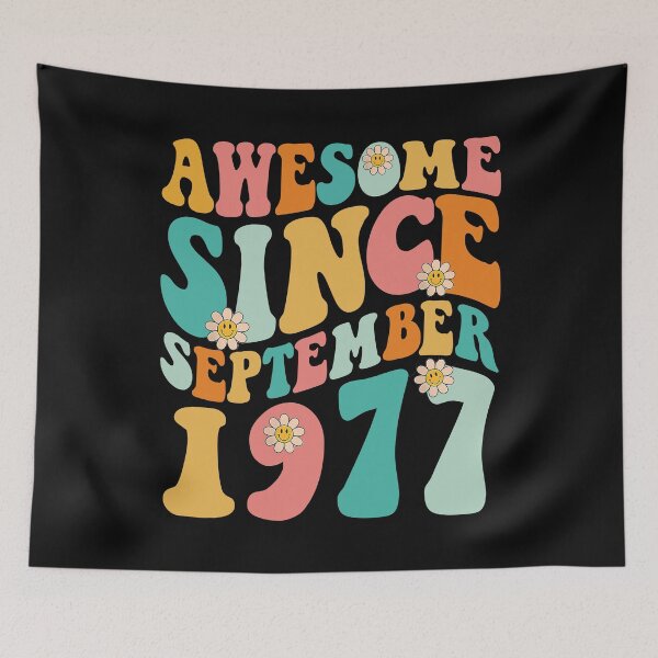 Item preview, Awesome Since September 1977 | Made In 1977 | Retro Groovy Birthday designed and sold by Christina-grich.