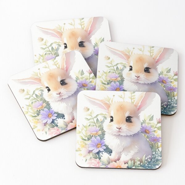 Item preview, Cute Little Bunny in the Garden Flower Watercolor Series8 designed and sold by FlowerAlice.
