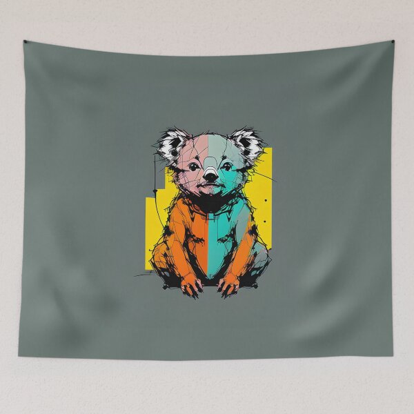 Item preview, Koala Bear Inkpunk Style with Gray Background designed and sold by CJMarchese.