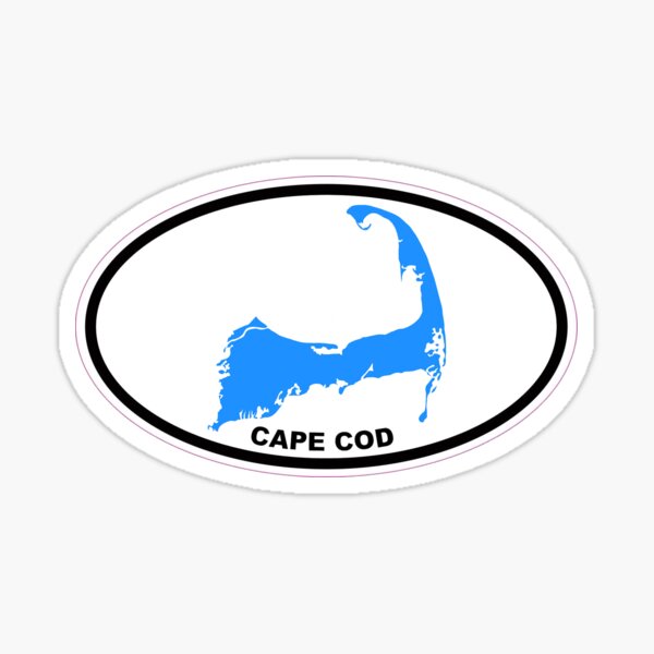 USA Flag Shark Cape Cod Oval Vinyl Decal Bumper Sticker 