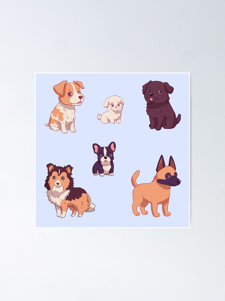 Cute Dogs Sticker Sheet Set of 2 -  Glossy & Handmade