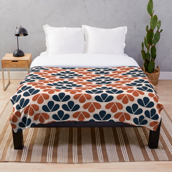 Item preview, Motivo flores 70s naranja/azul designed and sold by MyMaryDesign.