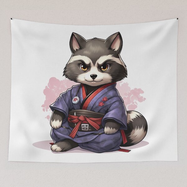 Item preview, Tanuki in Japanese Samurai Clothing designed and sold by Puristock.