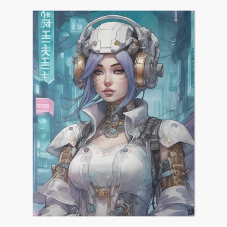 portrait Anime cyberpunk cyborg girl in mechanical