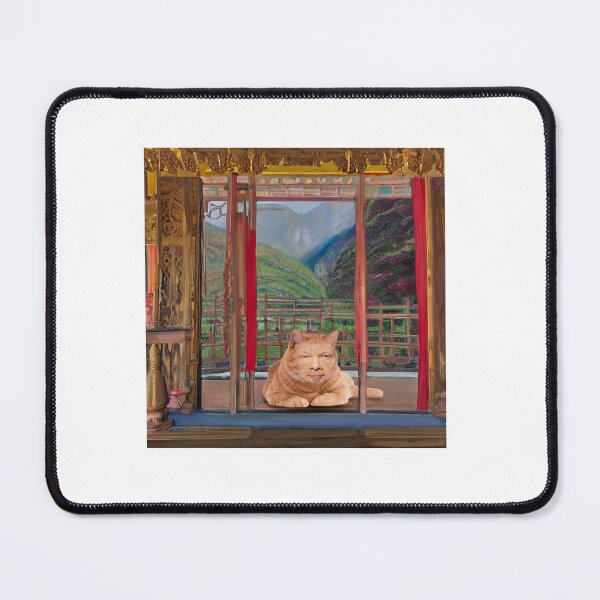 Item preview, Eckhart Tolle Zen Master Cat On a Temple Terrace Overlooking Mountains designed and sold by nders-enLatta.