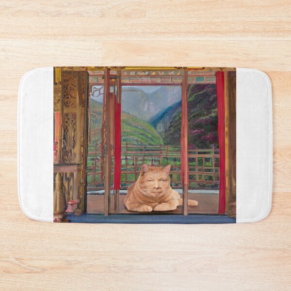 Item preview, Eckhart Tolle Zen Master Cat On a Temple Terrace Overlooking Mountains designed and sold by nders-enLatta.