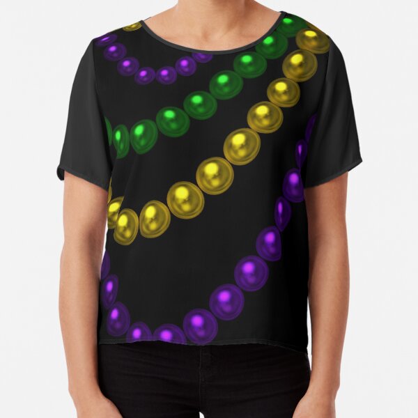 Boobshirt Mardi Gras 2024 Funny Beads Boobs Outline Long Sleeve Shirt