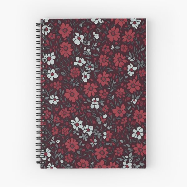 Item preview, Vermilion Red Ditsy Flowers - Small Black Tossed Tile designed and sold by cocomikozza.