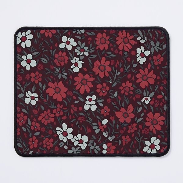 Item preview, Vermilion Red Ditsy Flowers - Small Black Tossed Tile designed and sold by cocomikozza.