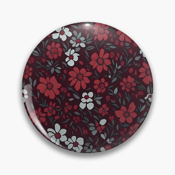 Item preview, Vermilion Red Ditsy Flowers - Small Black Tossed Tile designed and sold by cocomikozza.