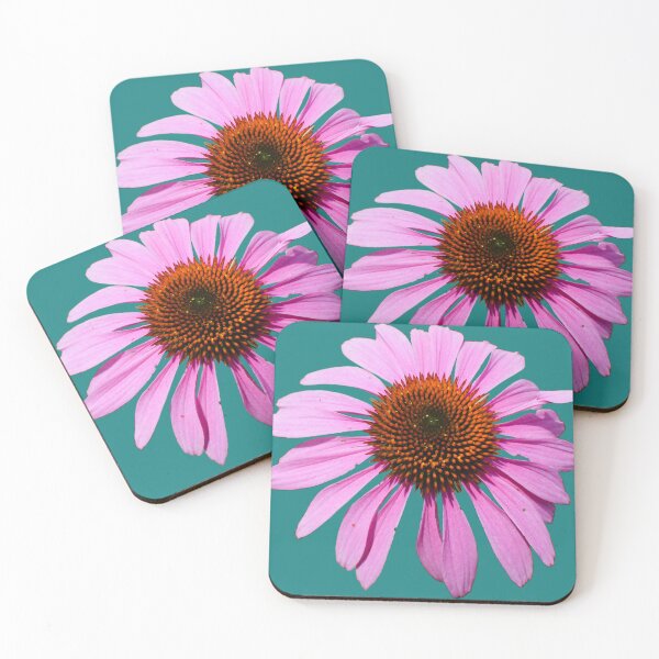 Item preview, Pink Echinacea Cone Flower - teal background designed and sold by Louise-Mae.