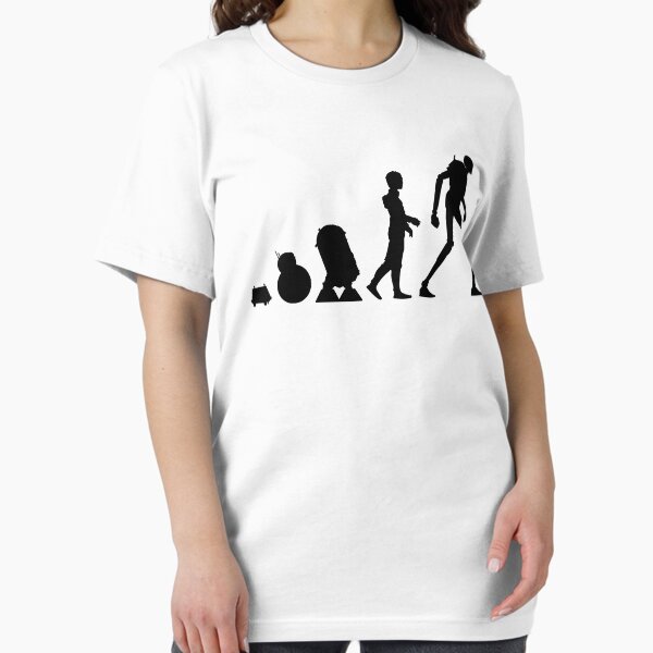 Vista previa del artículo con la obra «Evolución de la camiseta Droid», diseñado y vendido por GeeklyShirts.