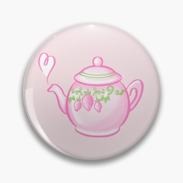 Item preview, cottagecore strawberry teapot designed and sold by prismatic paper co.