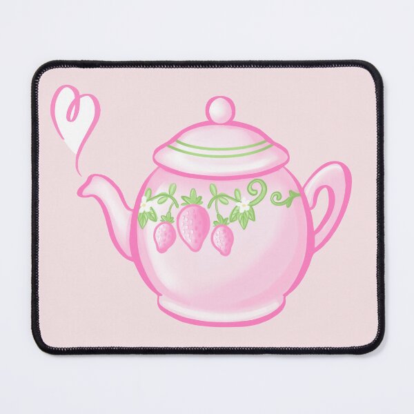 Item preview, cottagecore strawberry teapot designed and sold by prismatic paper co.