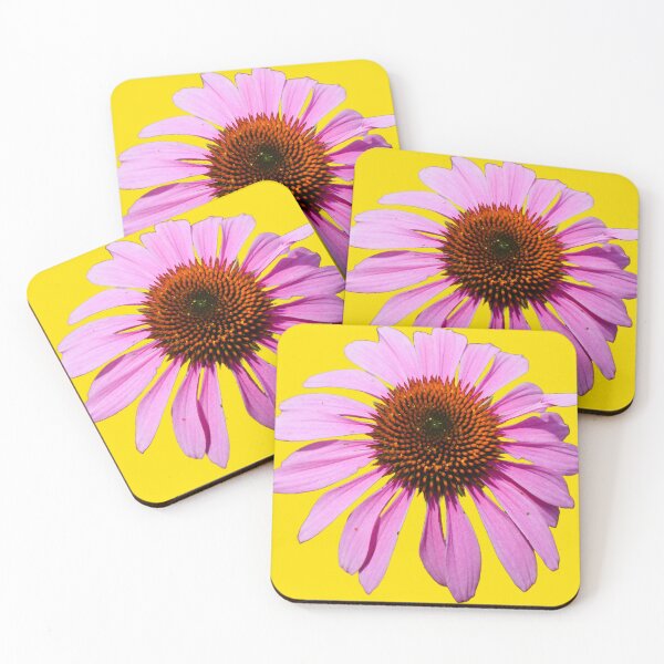 Item preview, Pink Echinacea Cone Flower - yellow background designed and sold by Louise-Mae.