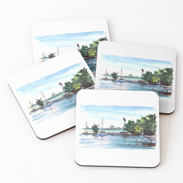 Item preview, Watercolor colorful seascape illustration Hand drawn background sunset on the sea  designed and sold by BartolArt.