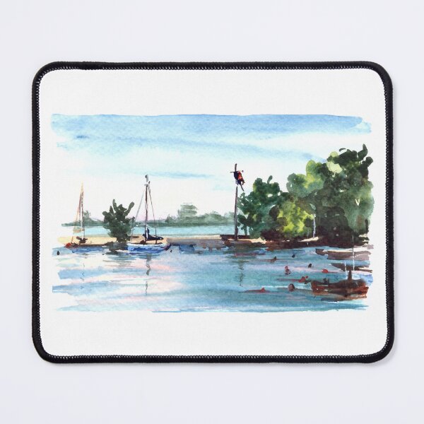 Item preview, Watercolor colorful seascape illustration Hand drawn background sunset on the sea designed and sold by BartolArt.