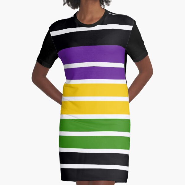 Mardis Gras Colors Graphic T-Shirt Dress