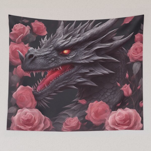Item preview, Black Dragon İn The Pink Roses designed and sold by FrozenPolarBear.