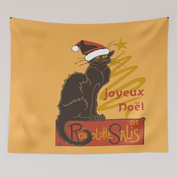 Item preview, Joyeux Noel Le Chat Noir With Stylized Golden Tree v2 designed and sold by taiche.