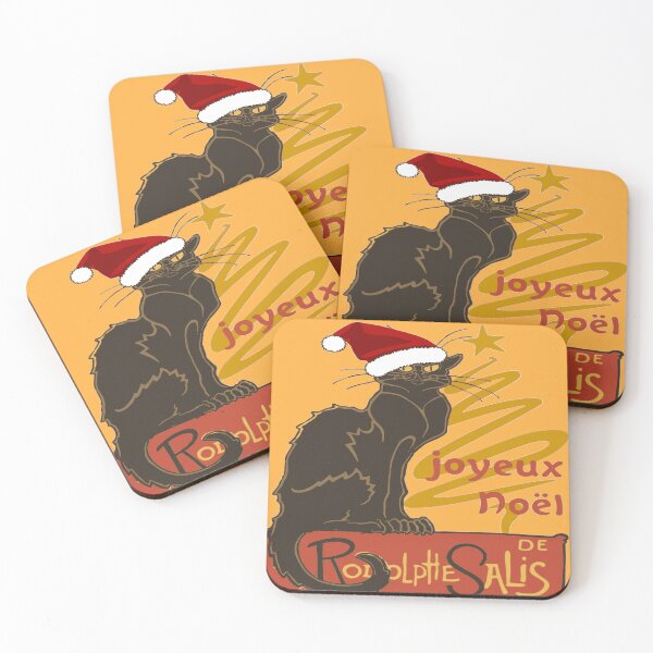 Item preview, Joyeux Noel Le Chat Noir With Stylized Golden Tree designed and sold by taiche.