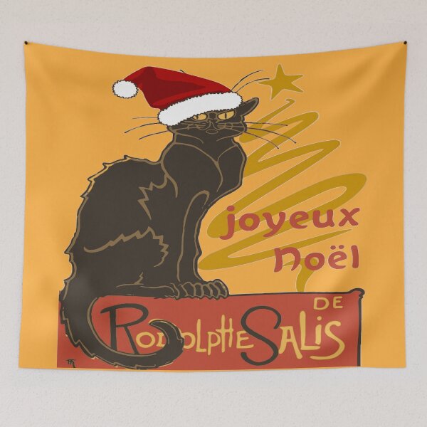 Item preview, Joyeux Noel Le Chat Noir With Stylized Golden Tree designed and sold by taiche.