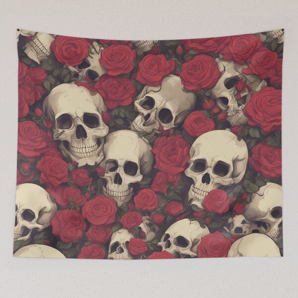 Item preview, Skull İn The Red Roses designed and sold by FrozenPolarBear.