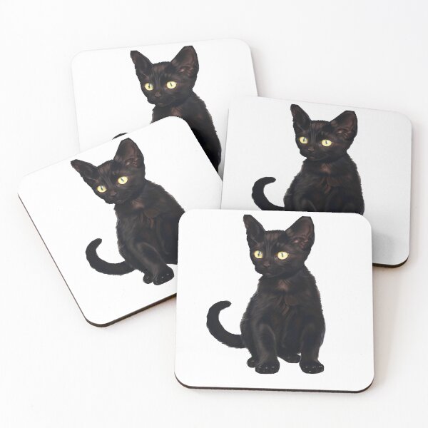 Item preview, black tater tot cute littlie cat baby cat white yellow eye t-shirts and mobile case  designed and sold by fowzi shokri.