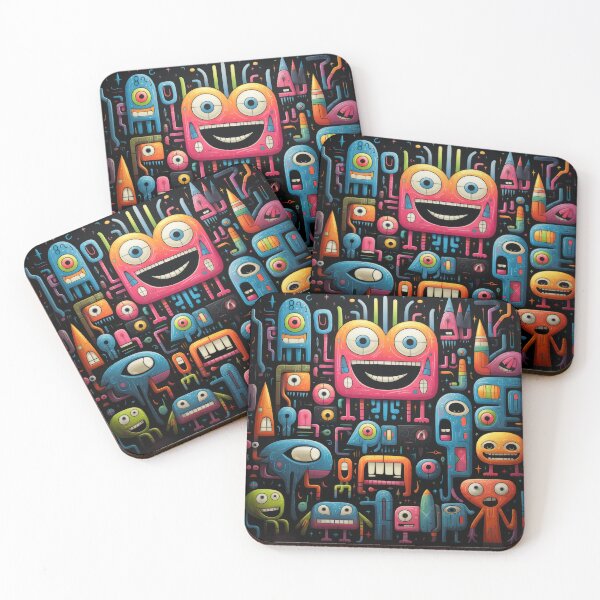 Item preview, Whimsical Geometric Monsterland: Colorful Creatures for Playful Decor designed and sold by lordyswiss.