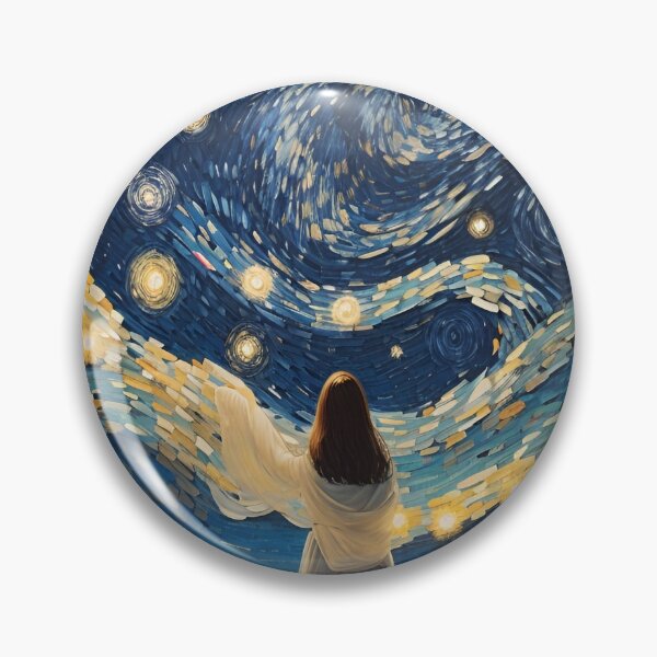 Item preview, Chica en la noche estrellada: ilustración digital bajo el cielo estrellado designed and sold by Geekline.