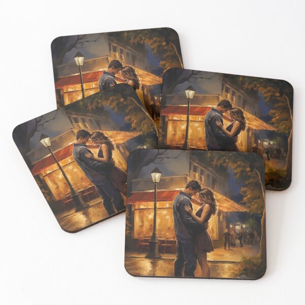 Item preview, Midnight Romance: Romantic Village Street Painting Pattern designed and sold by meowjourney.