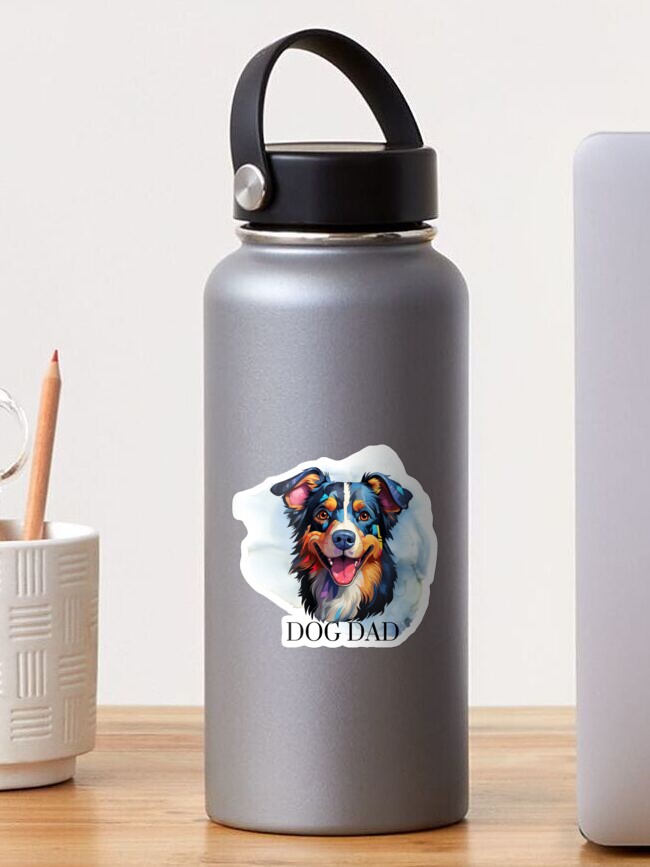 Sticker, Vibrant Watercolour Dog Dad designed and sold by Triplicate Limited